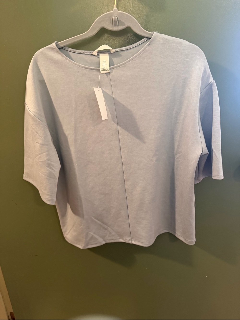 H&M Light Blue Boxy Short-Sleeve Top